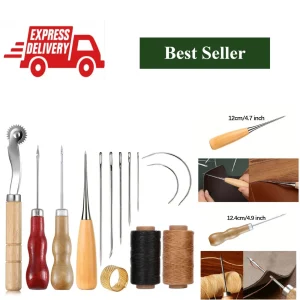 Leather Craft Sewing Kit Waxed Thread Needles Awl DIY Set