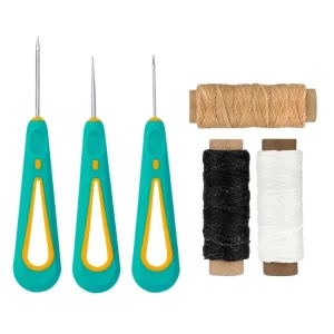 Basic Leather Sewing Repair Kit Waxed Thread Non-slip Rubber Awl for Beginners
