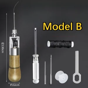 With Speedy Hand Stitcher Sewing Awl Waxed Thread Repair Tool Leather Sewing Kit