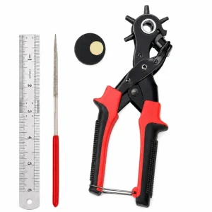 10in Heavy Duty Leather Hole Punch Pliers 6 Size Rotary Belt Strap Tool