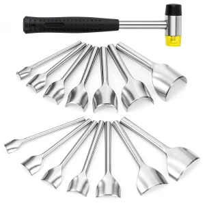14 Sizes Leather Corner Punch Set, with Double Sided Rubber Hammer