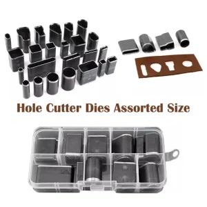 Hole Punch Tool Leather Rubber Cutter Dies Assorted Size & Shapes Plastic Box
